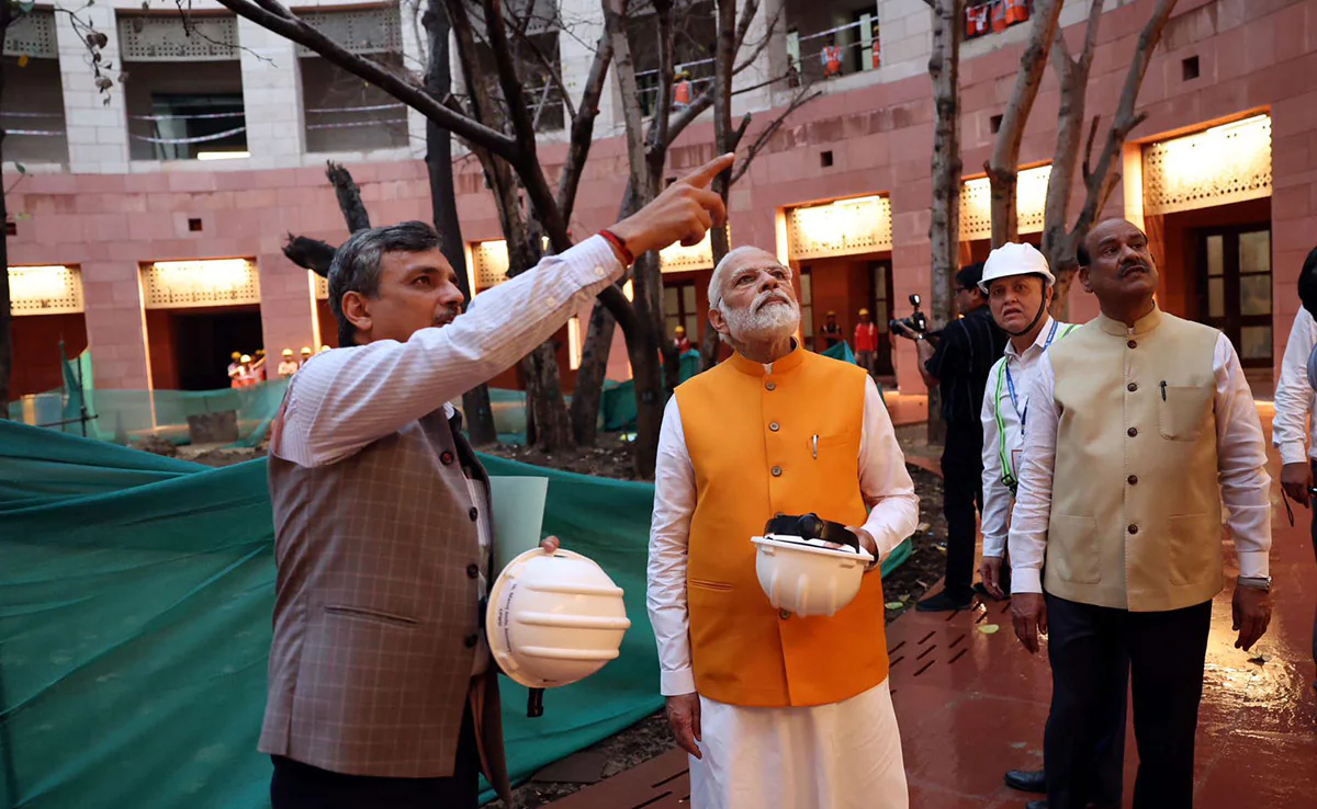 PM Makes A Surprise Stop At New Parliament Building, Inspects Work